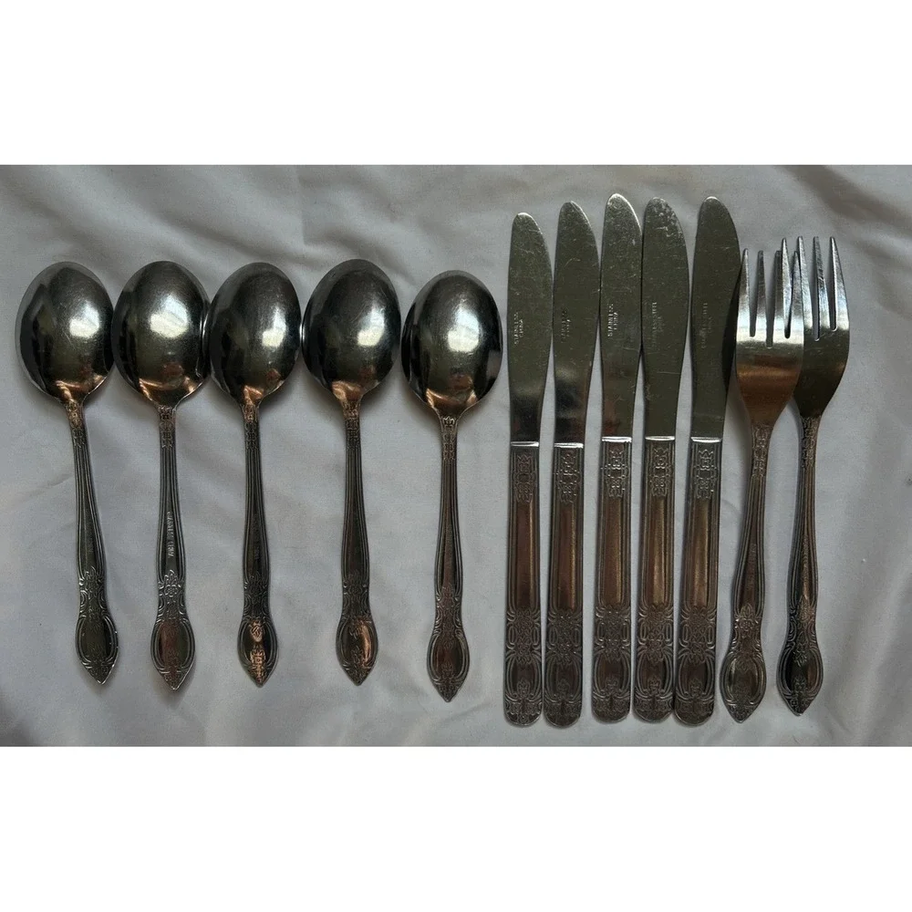 VTG Stanley Roberts Verona 12 Piece Stainless Flatware 5 Knives 5 Spoons 2 Forks